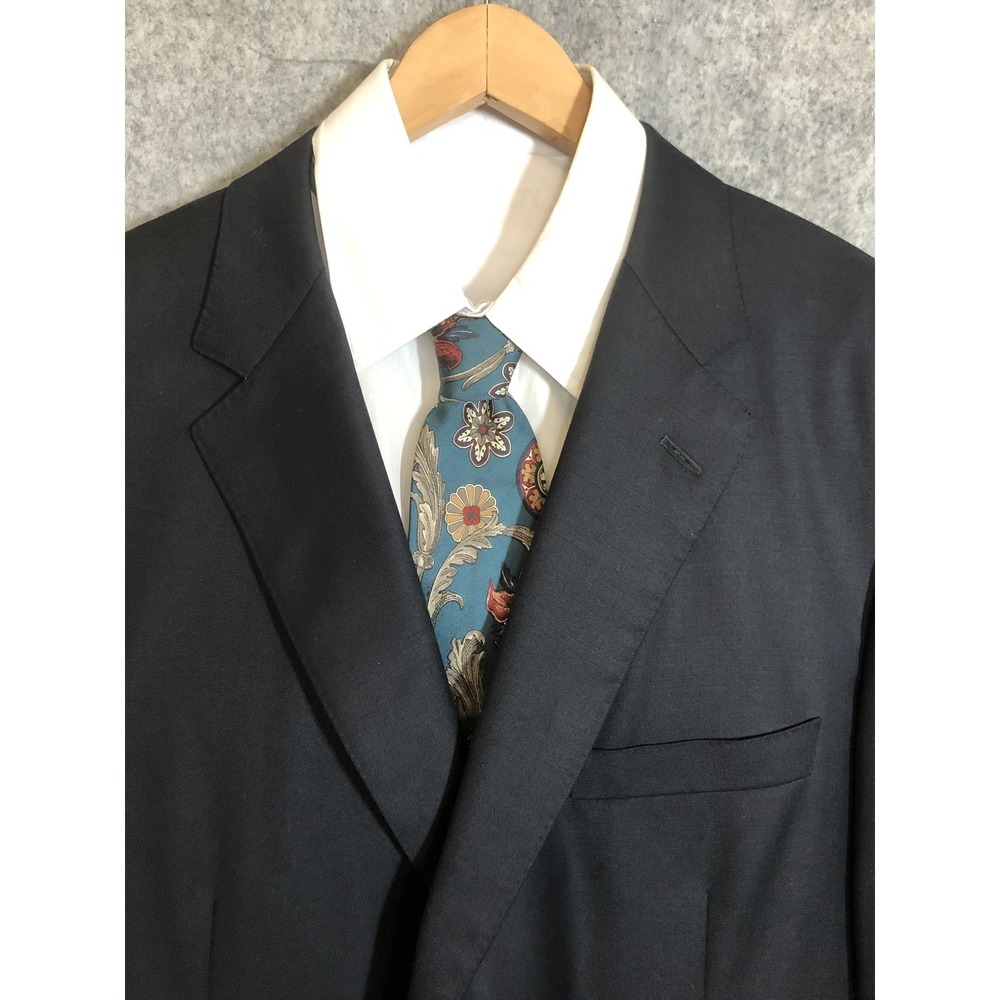 Samuelsohn Blazer Mens 42 Regular Navy Blue Super 100s Wool Jacket Formal